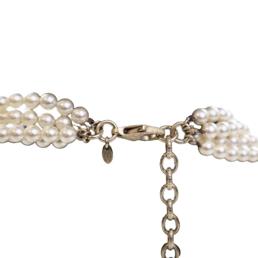 Chanel Multi Strand Knotted Faux Pearl Necklace White Very good condition - Inside View