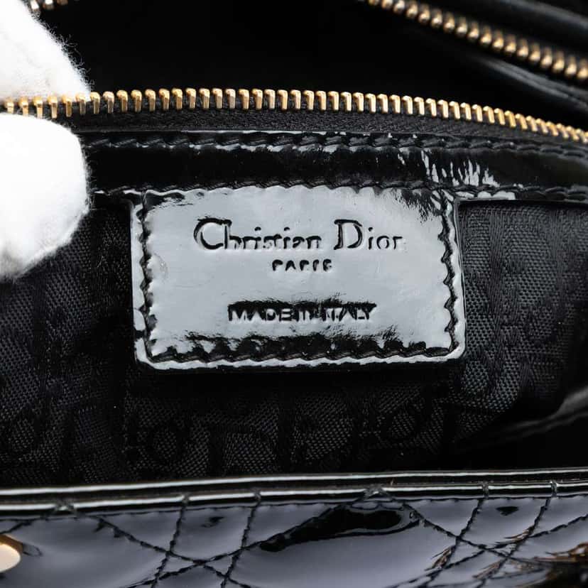 Dior Large Patent Cannage Lady Dior Black Leather Very good condition - Box View