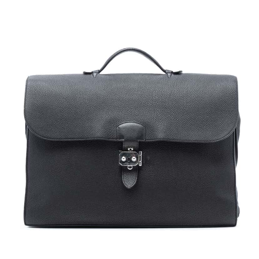 Hermès Togo Sac A Depeches 38 Black Leather Good condition - Front View