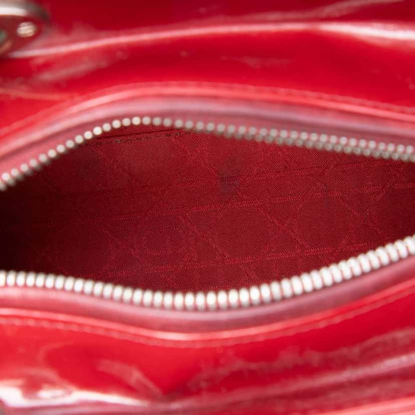 Dior Medium Patent Cannage Lady Dior Red Leather Very good condition - Model View