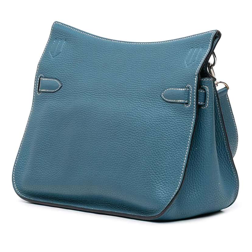Hermès Clemence Jypsiere 28 Blue Leather Very good condition - Back View