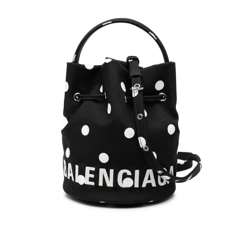 Balenciaga Nylon Dots Wheel XS Bucket Bag Black Good condition - Front View
