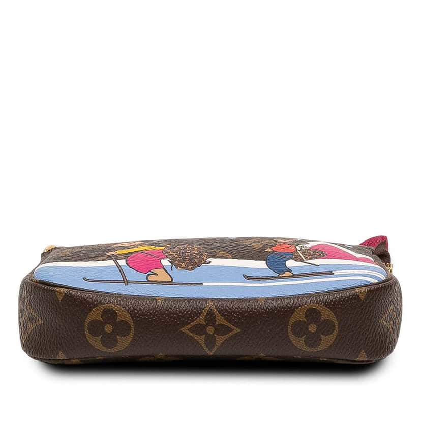 Louis Vuitton Monogram Christmas Animation Bears on Skis Mini Pochette Accessoires Brown Very good condition - Inside View