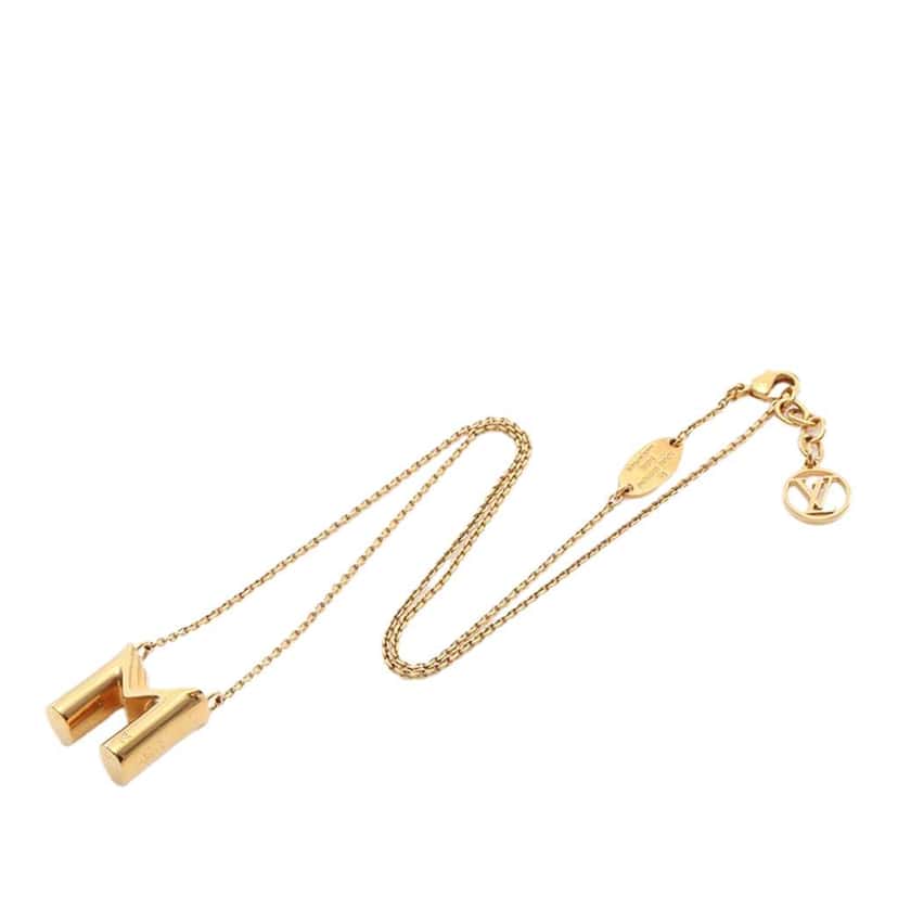 Louis Vuitton Gold Plated LV and Me Letter M Necklace Gold Metal Good condition - Front View