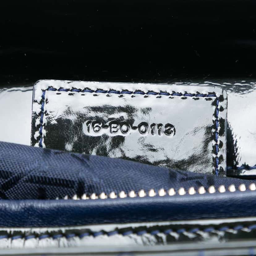 Dior Large Patent Cannage Lady Dior Blue Leather Good condition - Box View