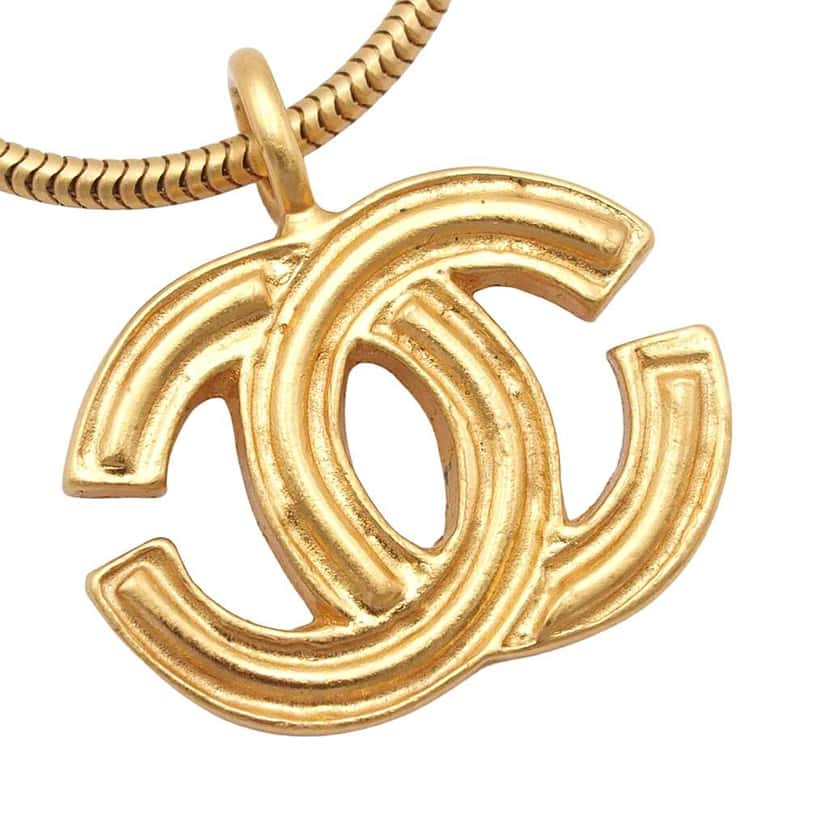 Chanel Gold Plated CC Pendant Necklace Gold Metal Good condition - Inside View