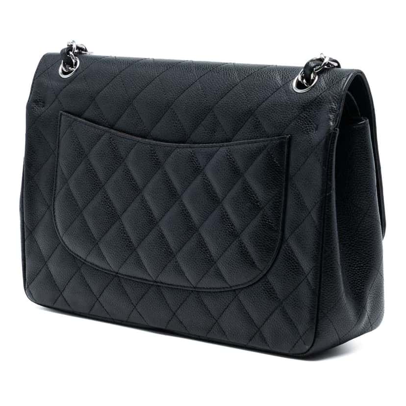 Chanel Jumbo Classic Caviar Double Flap Black Leather Good condition - Back View