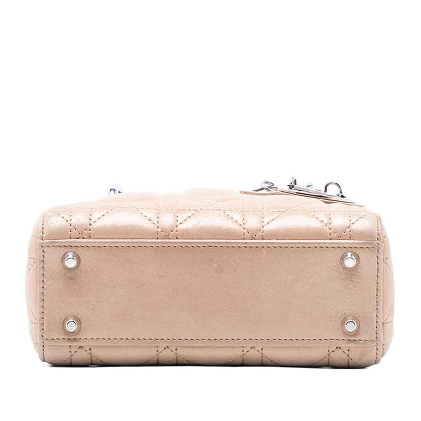 Dior Mini Iridescent Lambskin Cannage Lady Dior Brown Leather Very good condition - Inside View