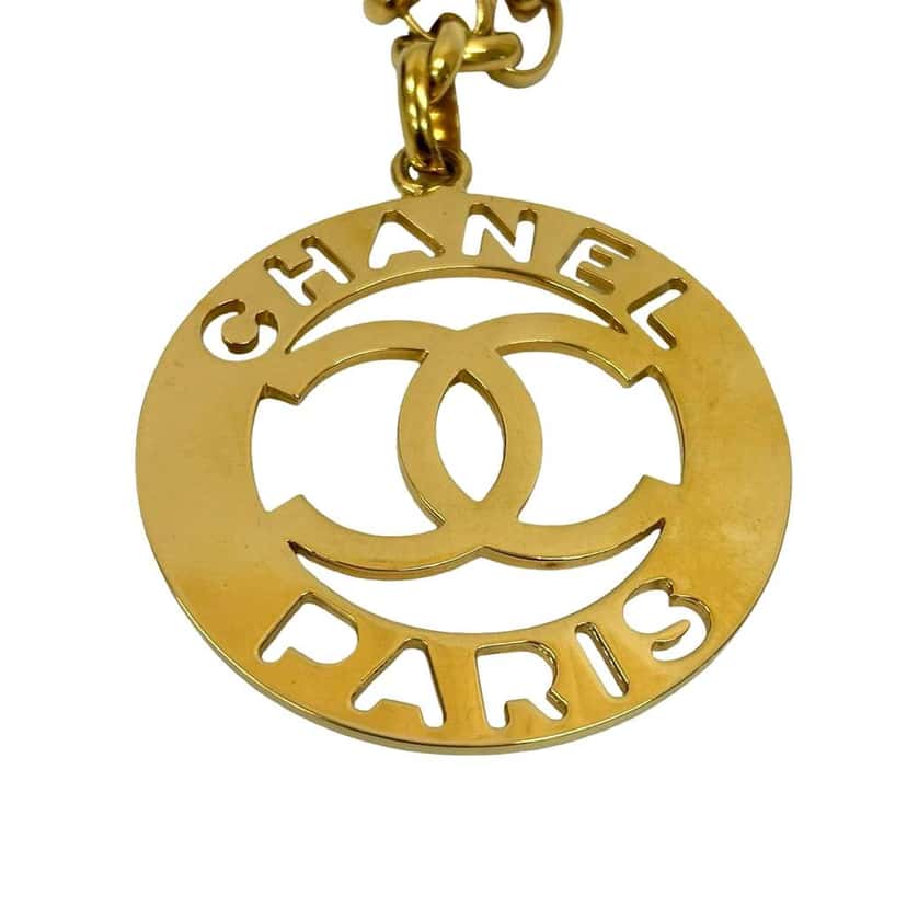 Chanel CC Gold Plated Logo Pendant Necklace Gold Metal Good condition - Inside View