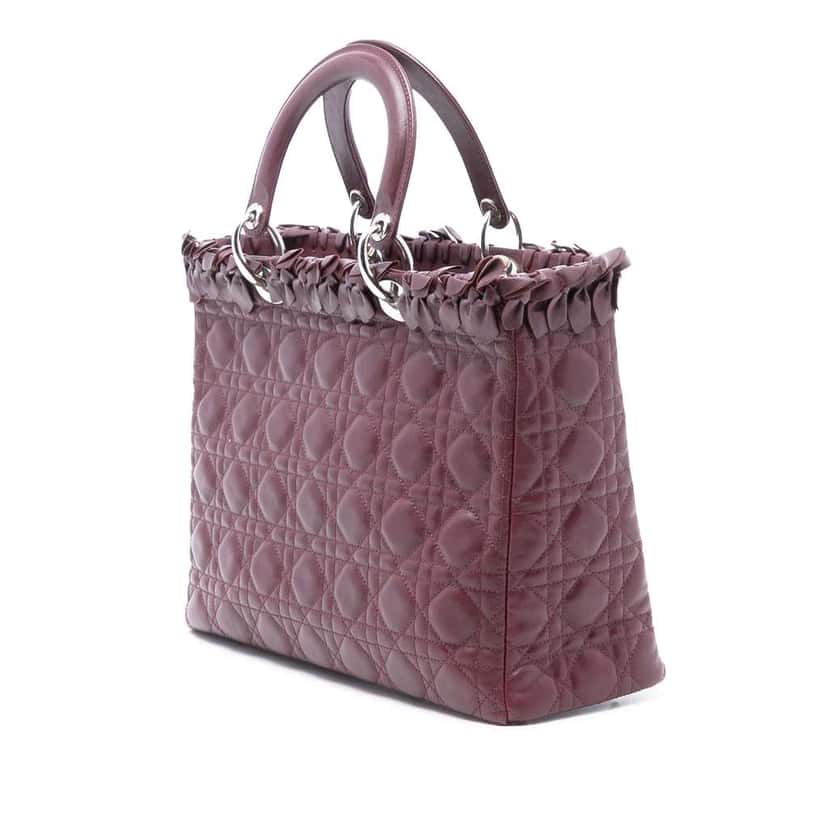 Dior Large Lambskin Cannage Bow Lady Dior Red Leather Very good condition - Back View