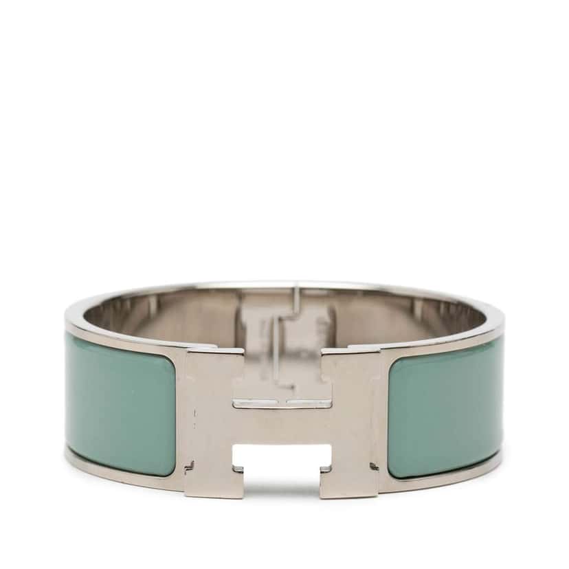 Hermès Wide Enamel Clic Clac H Bracelet PM Green Good condition - Front View