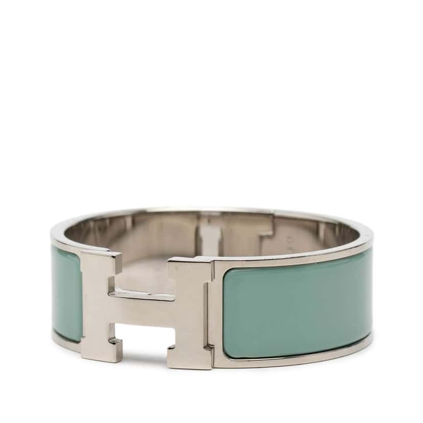 Hermès Wide Enamel Clic Clac H Bracelet PM Green Good condition - Back View