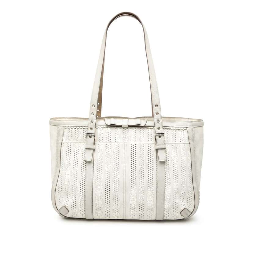 Loewe Anagram Perforated Coated Canvas Tote White Canvas Very good condition - Front View