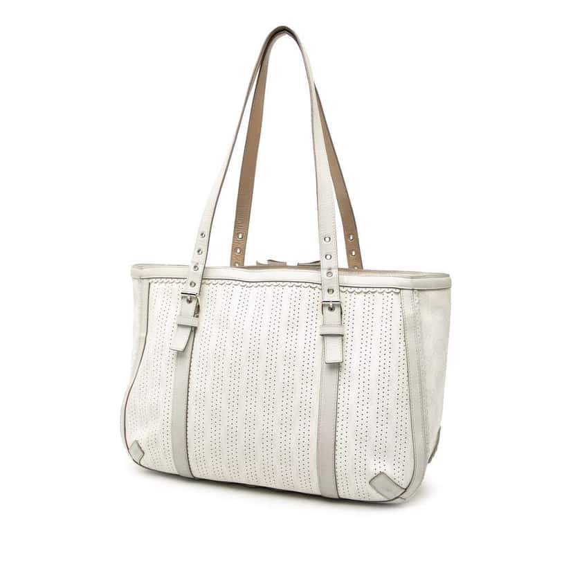 Loewe Anagram Perforated Coated Canvas Tote White Canvas Very good condition - Back View