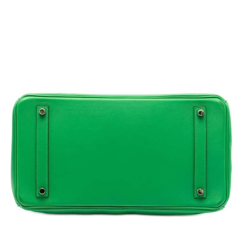 Hermès Togo and Swift Ghillies Birkin Retourne 35 Green Leather Good condition - Inside View