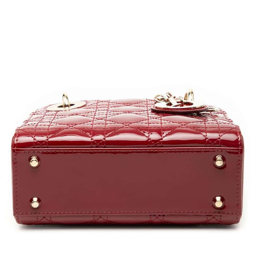 Dior Mini Patent Cannage Lady Dior Red Leather Good condition - Inside View