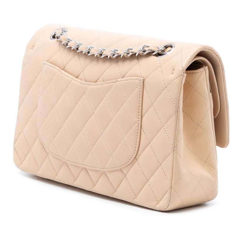 Chanel Medium Classic Lambskin Double Flap Brown Leather Good condition - Back View