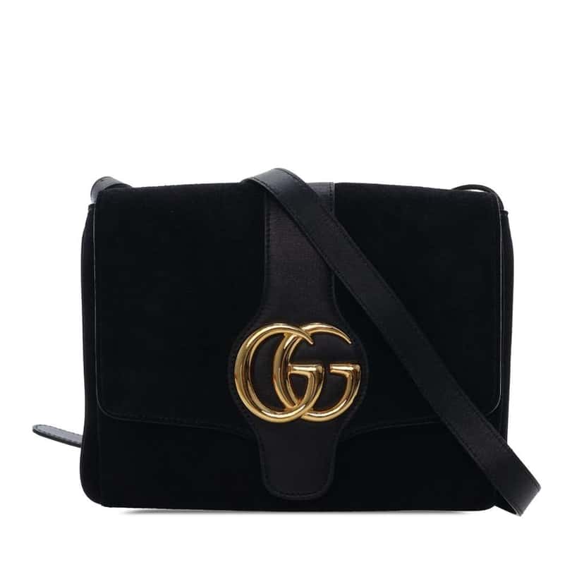 Gucci Medium Suede Arli Crossbody Black Leather Good condition - Front View