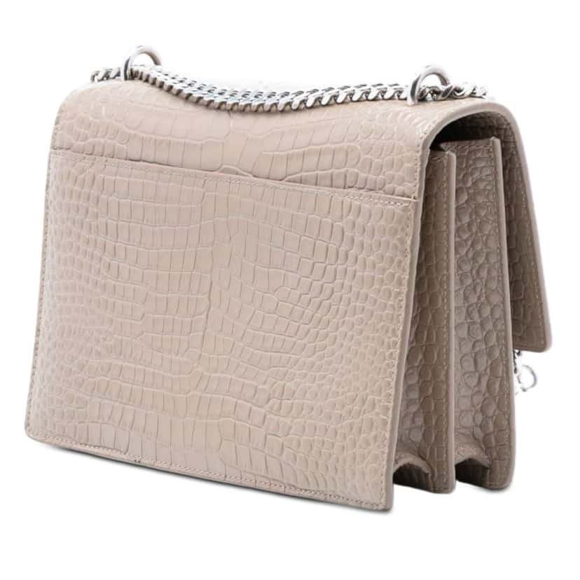 Saint Laurent Medium Croc Embossed Leather Monogram Sunset Crossbody Brown Leather Good condition - Back View