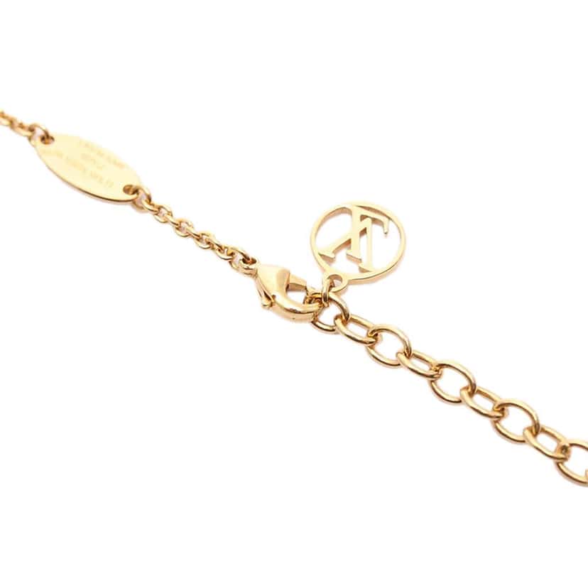 Louis Vuitton Gold Plated Crystal LV Iconic Necklace Gold Metal Good condition - Model View