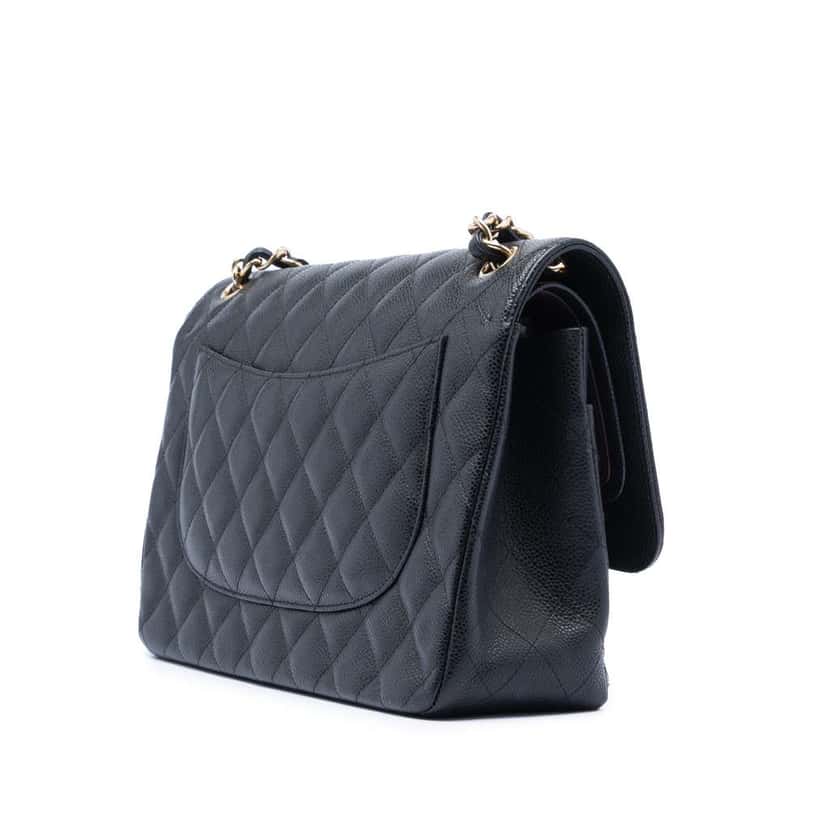 Chanel Jumbo Classic Caviar Double Flap Black Leather Very good condition - Back View