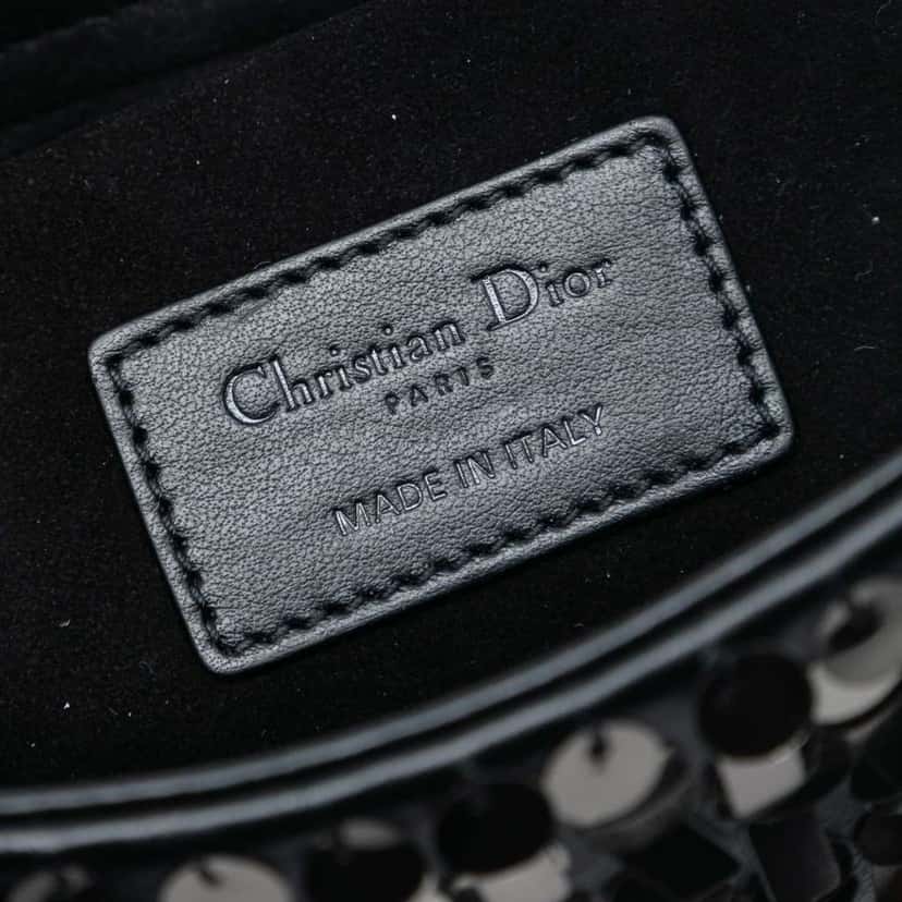 Dior Medium Calfskin Sequin Embellished Lady D Joy Black Leather Good condition - Box View