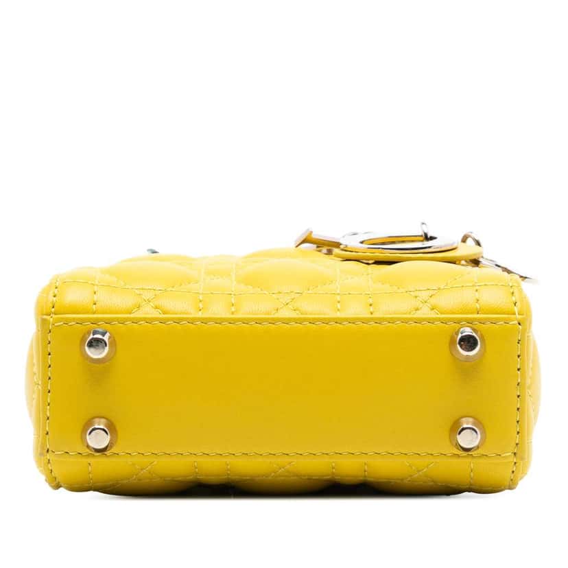 Dior Micro Lambskin Cannage Lady Dior Yellow Leather Very good condition - Inside View