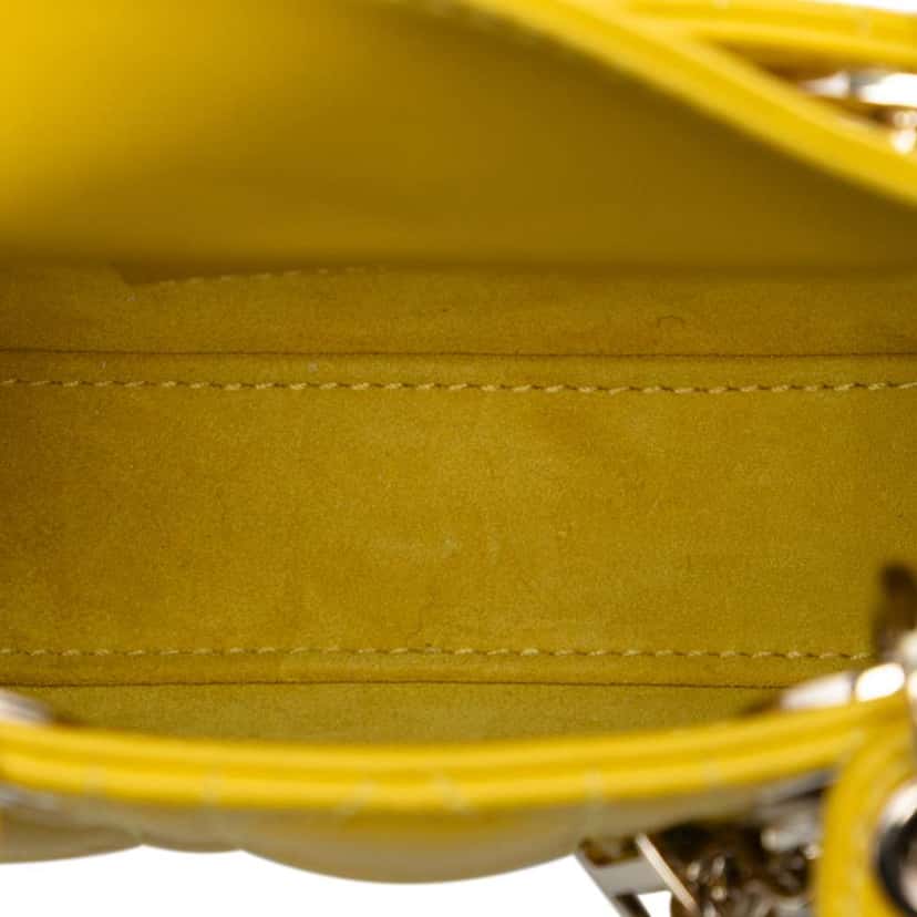 Dior Micro Lambskin Cannage Lady Dior Yellow Leather Very good condition - Model View
