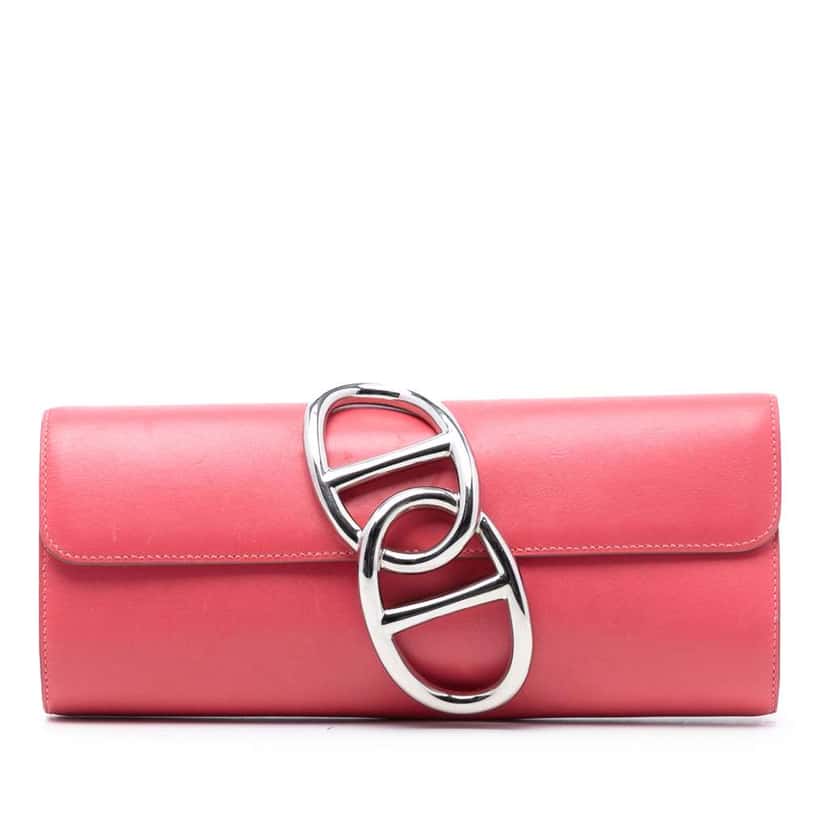 Hermès Tadelakt Egee Clutch Pink Leather Very good condition - Front View