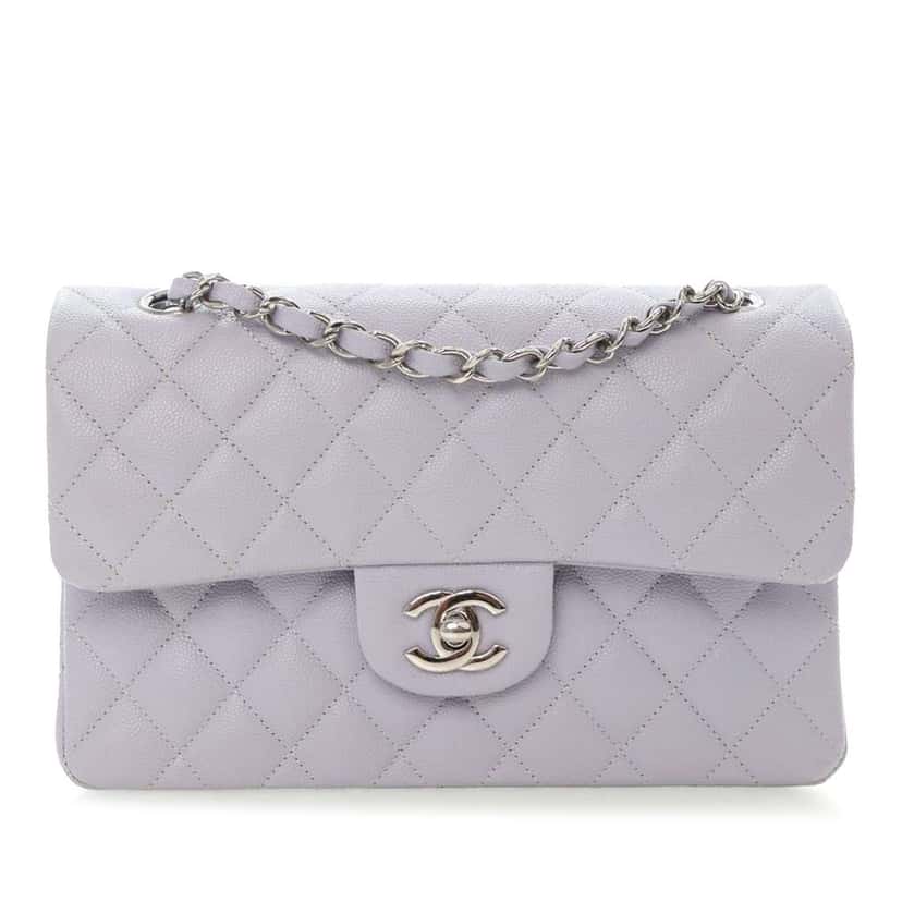 Chanel Small Classic Caviar Double Flap Purple Leather Very good condition - Front View
