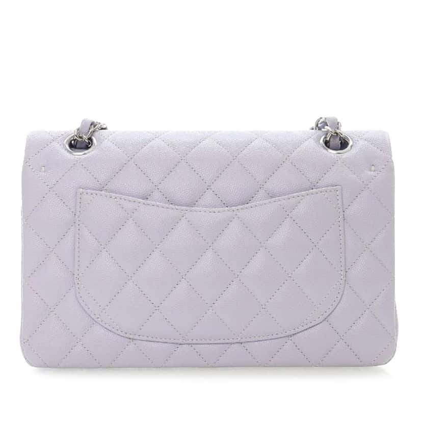 Chanel Small Classic Caviar Double Flap Purple Leather Very good condition - Back View