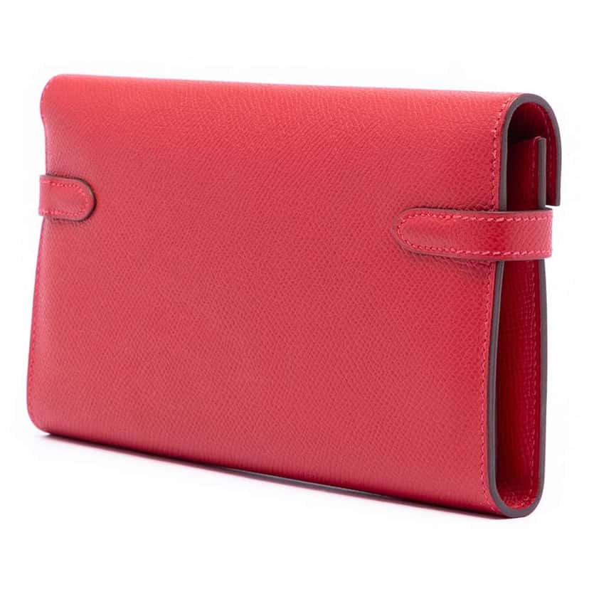 Hermès Epsom Kelly Longue Wallet long wallets Red Leather Fair condition - Back View