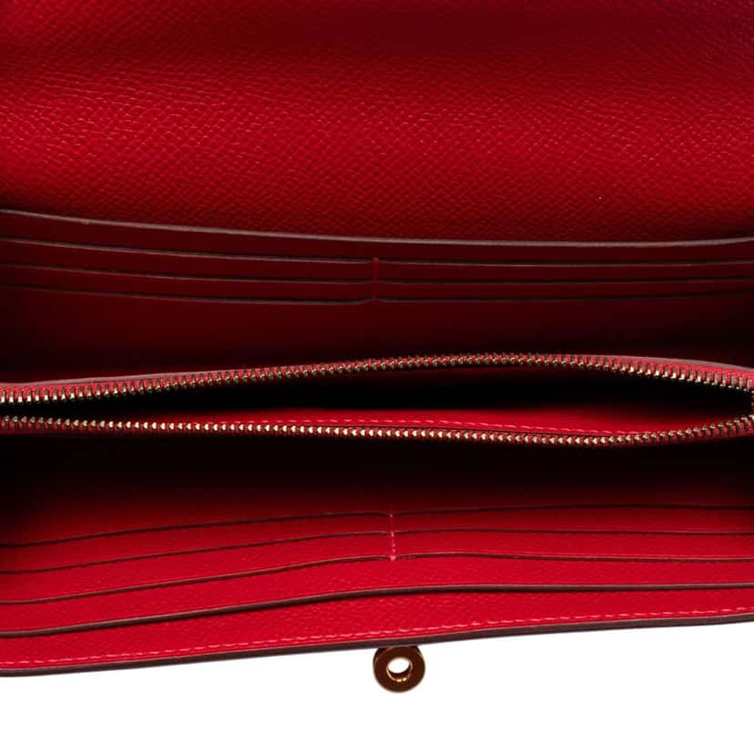 Hermès Epsom Kelly Longue Wallet long wallets Red Leather Fair condition - Model View