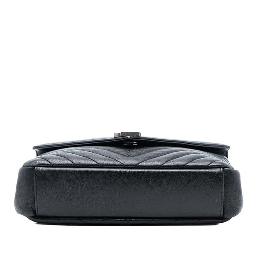 Saint Laurent Medium Chevron Sheepskin Monogram College Satchel Black Leather Very good condition - Inside View