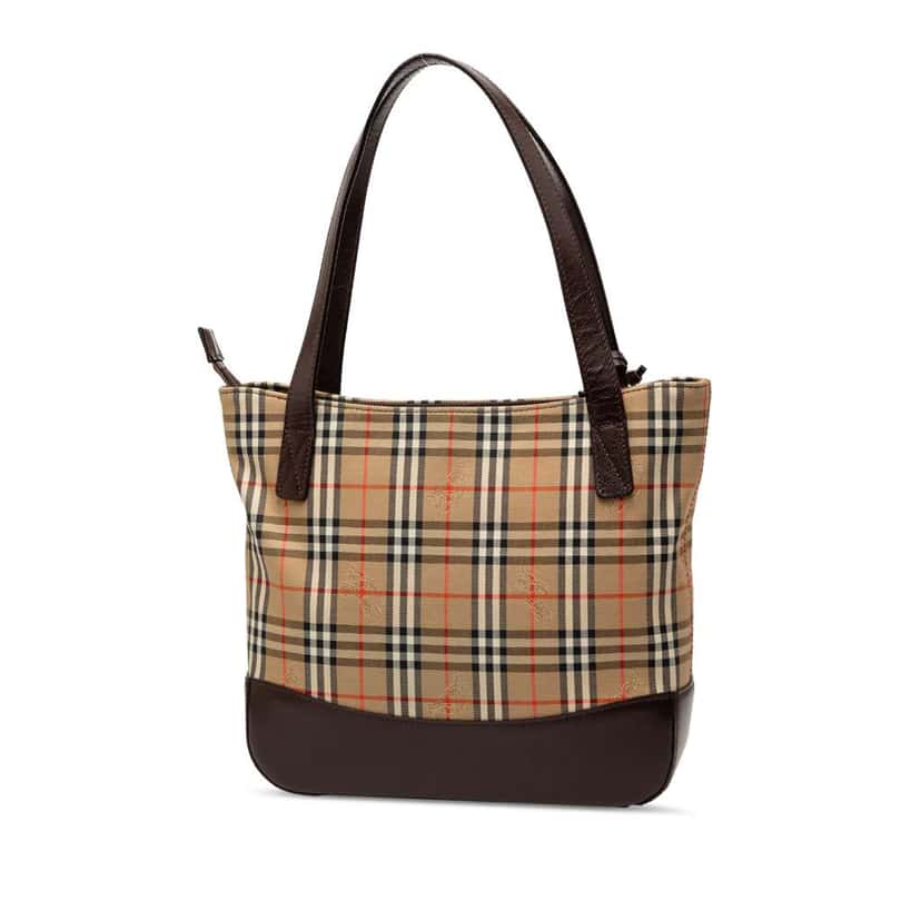 Burberry Haymarket Check Canvas Tote Brown Canvas Good condition - Back View