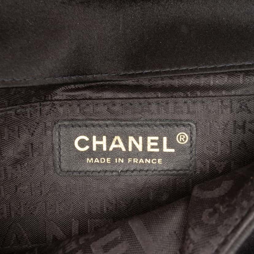 Chanel Mini Chocolate Bar Satin Triple Chain Single Flap Black Satin Good condition - Box View