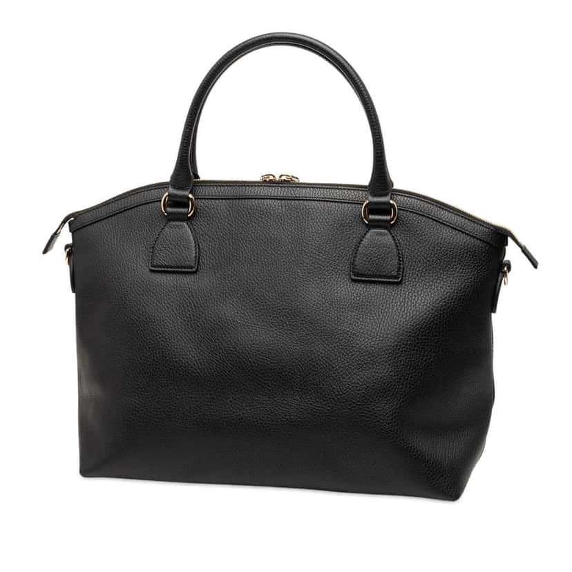 Gucci Large Dollar Calfskin GG Charm Dome Satchel Black Leather Good condition - Back View