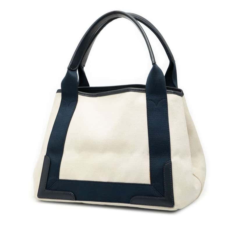 Balenciaga Canvas Navy Cabas Tote S White Canvas Good condition - Back View