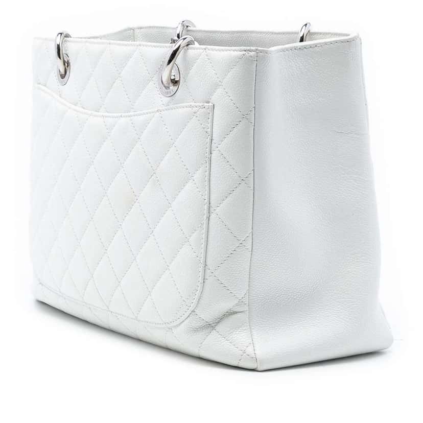 Chanel Caviar Grand Shopping Tote White Leather Very good condition - Back View