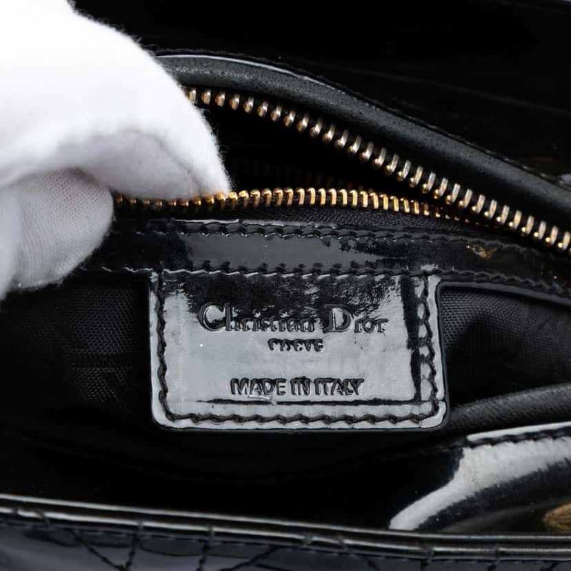 Dior Medium Patent Cannage Lady Dior Black Leather Good condition - Box View
