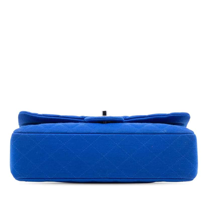 Chanel Medium Classic Jersey Double Flap Blue Cotton Very good condition - Inside View