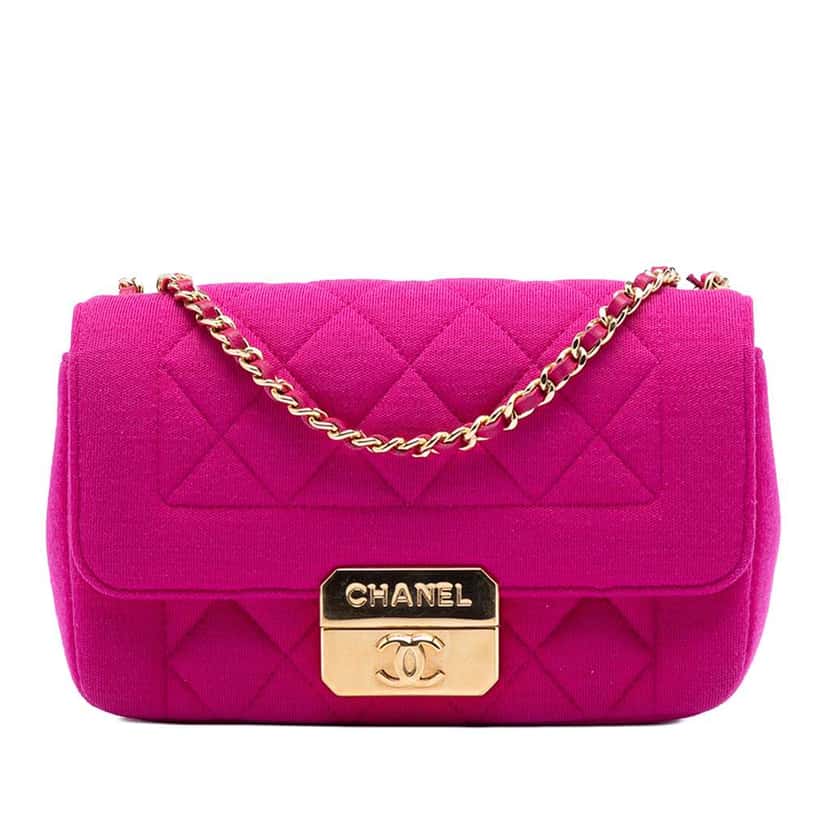 Chanel Mini Quilted Jersey Chic With Me Flap Pink Cotton Good condition - Front View