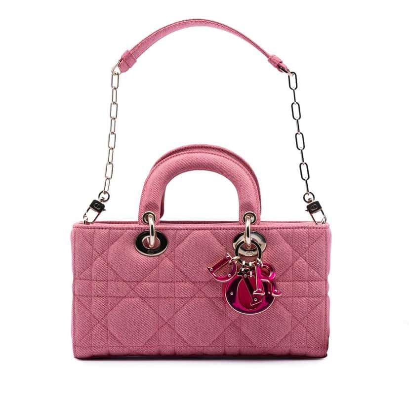 Dior Medium Denim Macrocannage Lady D Joy Pink Denim Very good condition - Front View