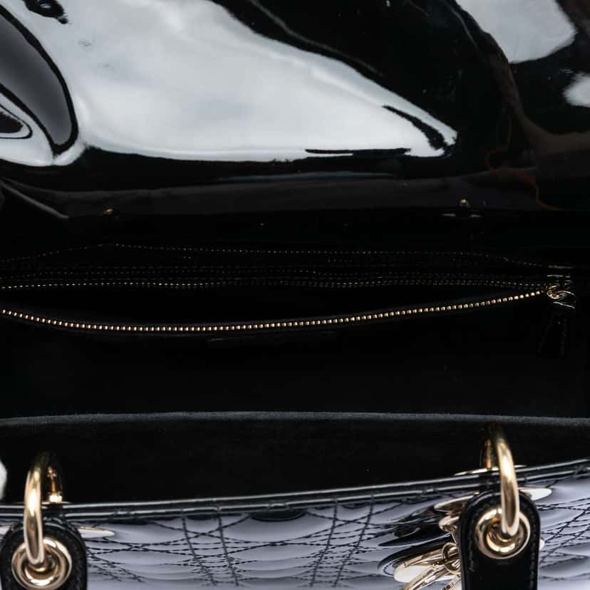 Dior Large Patent Cannage Lady Dior Black Leather Very good condition - Model View