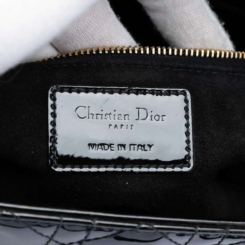 Dior Large Patent Cannage Lady Dior Black Leather Very good condition - Box View