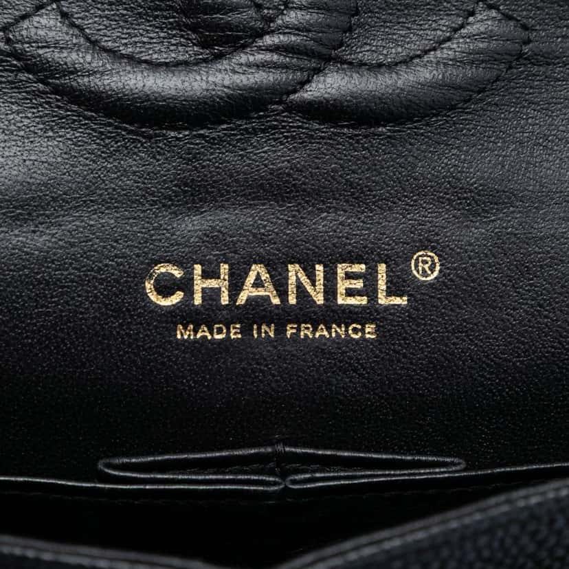 Chanel Medium Classic Caviar Double Flap Black Leather Good condition - Box View
