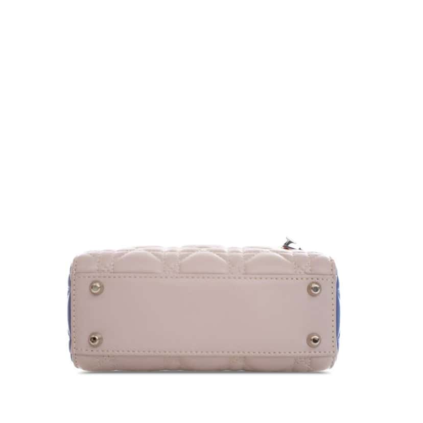 Dior Mini Tricolor Lambskin Cannage Lady Dior Brown Leather Very good condition - Model View