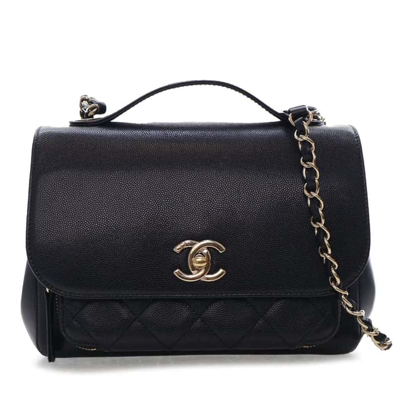 Chanel Medium Caviar Business Affinity Top Handle Bag Black Leather Good condition - Front View