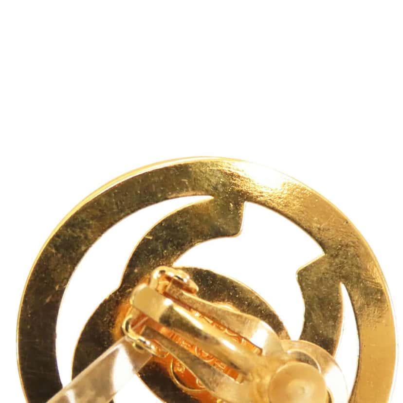 Chanel Gold Plated CC Encircled Turn Lock Clip On Earrings Gold Metal Good condition - Box View
