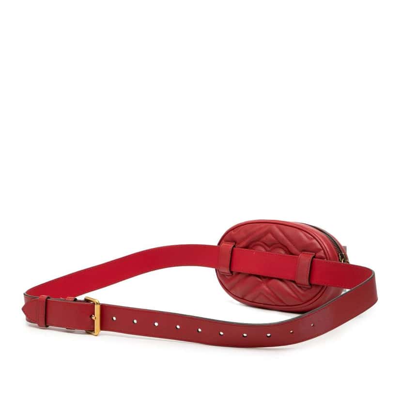Gucci GG Marmont Matelasse Leather Belt Bag Red Leather Good condition - Back View
